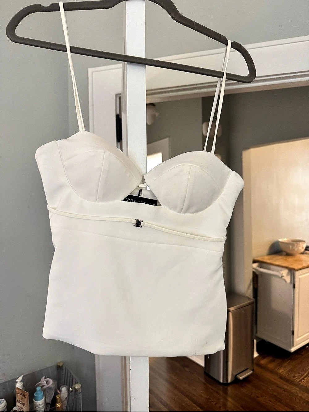 Zara White Bustier Crop Top Size Medium NWT